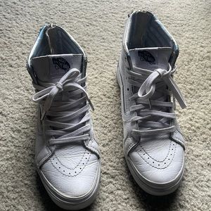 White leather vans used but in good shape with no stains